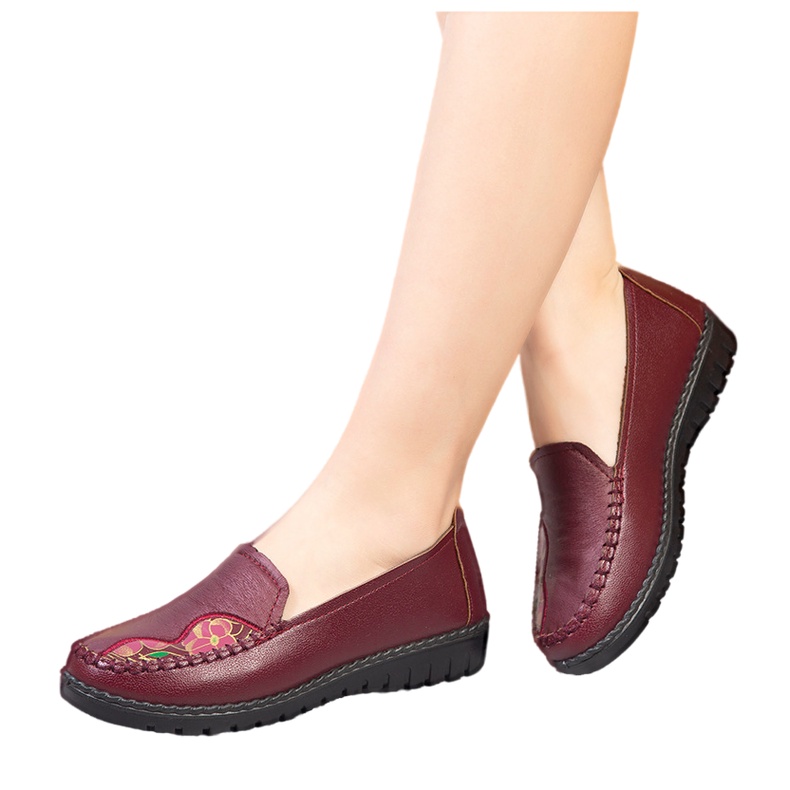 Giày lười nữ chất liệu da vải slip on kiểu mọi đế cao màu trắng độn đế bảo hành 1 năm GD36 TIMAN