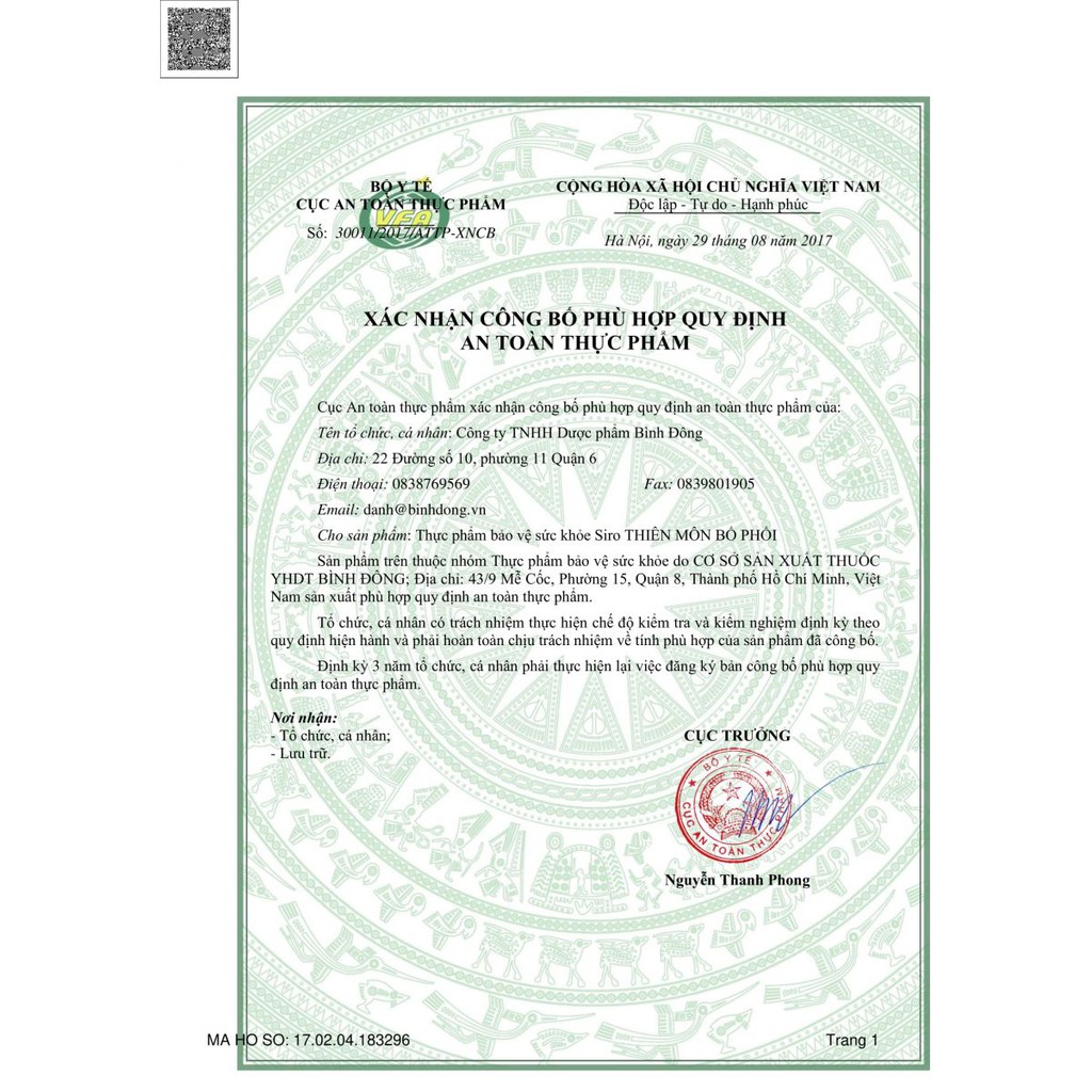 Thiên môn bổ phổi Bình Đông