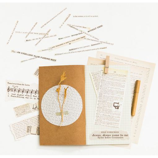 Set 57 tờ giấy báo kraft, bản nhạc cổ điển, Giấy Vintage làm sổ Bullet Journal, nhật ký