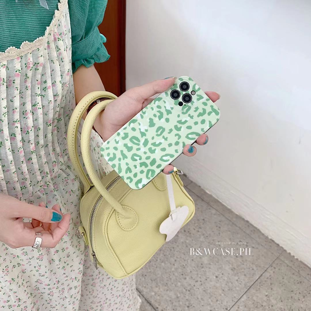 Fashion Matcha Green Blue Leopard Print Phone Case For iPhone 12 11 Pro Max IX XS Max XR i7 i8 Plus Cases Full Soft IMD Cover