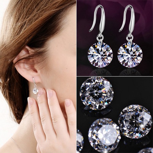 Bông tai mạ bạc đính đá sang trọng cho nữ