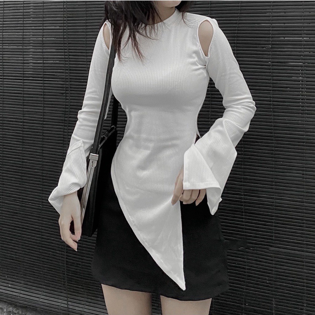 Áo Kiểu Ôm Body Tay Dài Hở Vai PINKSTORE29, Phong Cách Cá Tính Xịn A5287