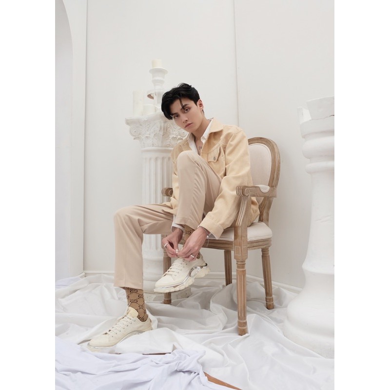 JACKET NHUNG GÂN VÀNG KEM (KHÔNG KÈM CÀI ÁO) | BigBuy360 - bigbuy360.vn