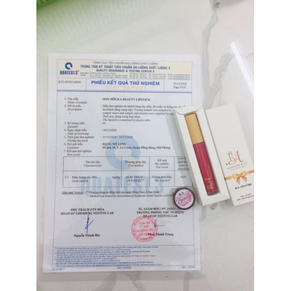 Son nắp vàng  Son kem cao cấp B.A Beauty  tặng kèm ủ môi