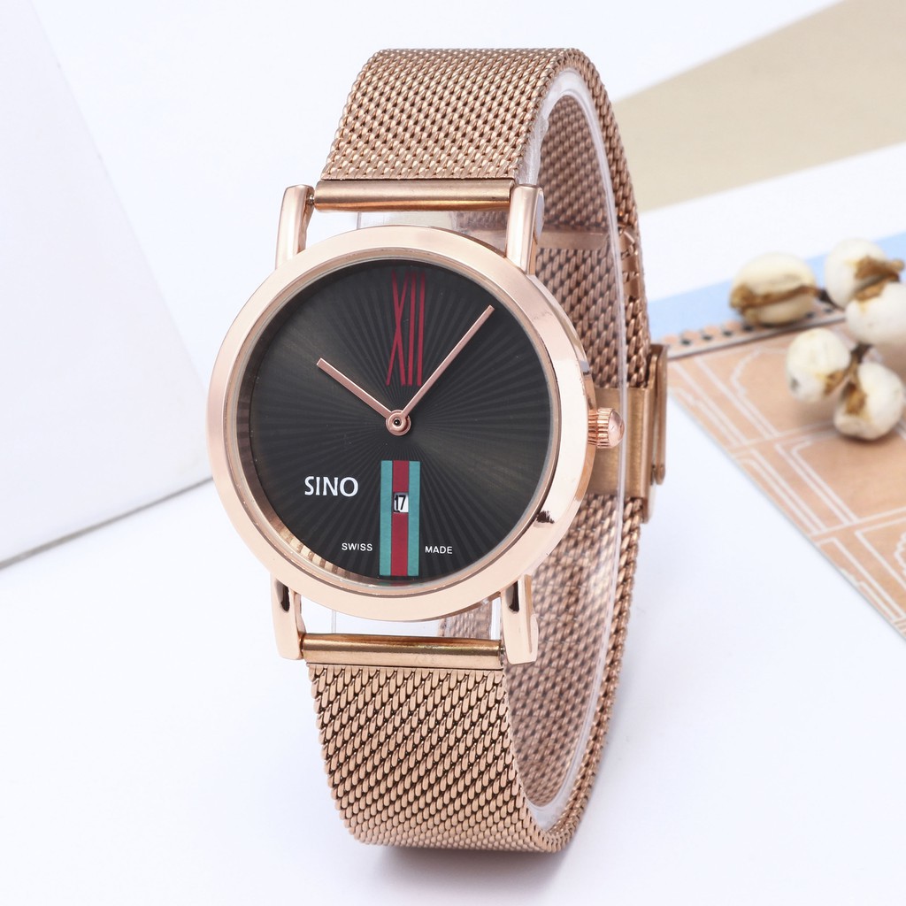 (SIÊU SANG CHẢNH)Đồng Hồ Nữ SINO SI8899 Dây Titanium Mạ Vàng Cao Cấp + Full Box Tặng Pin