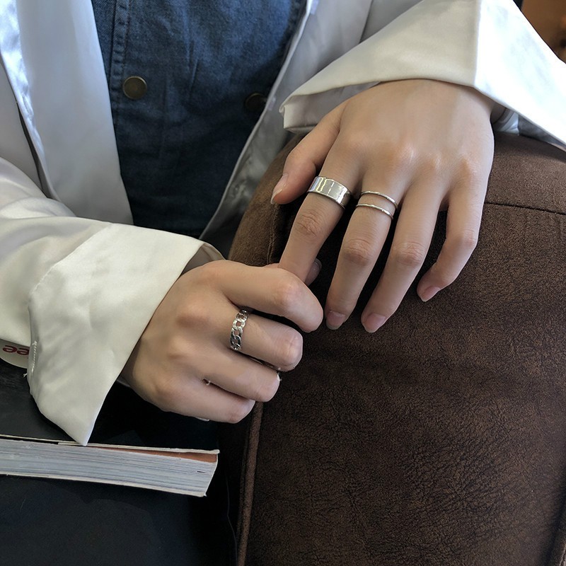 Set nhẫn kim loại phong cách thời trang hiphop cá tính