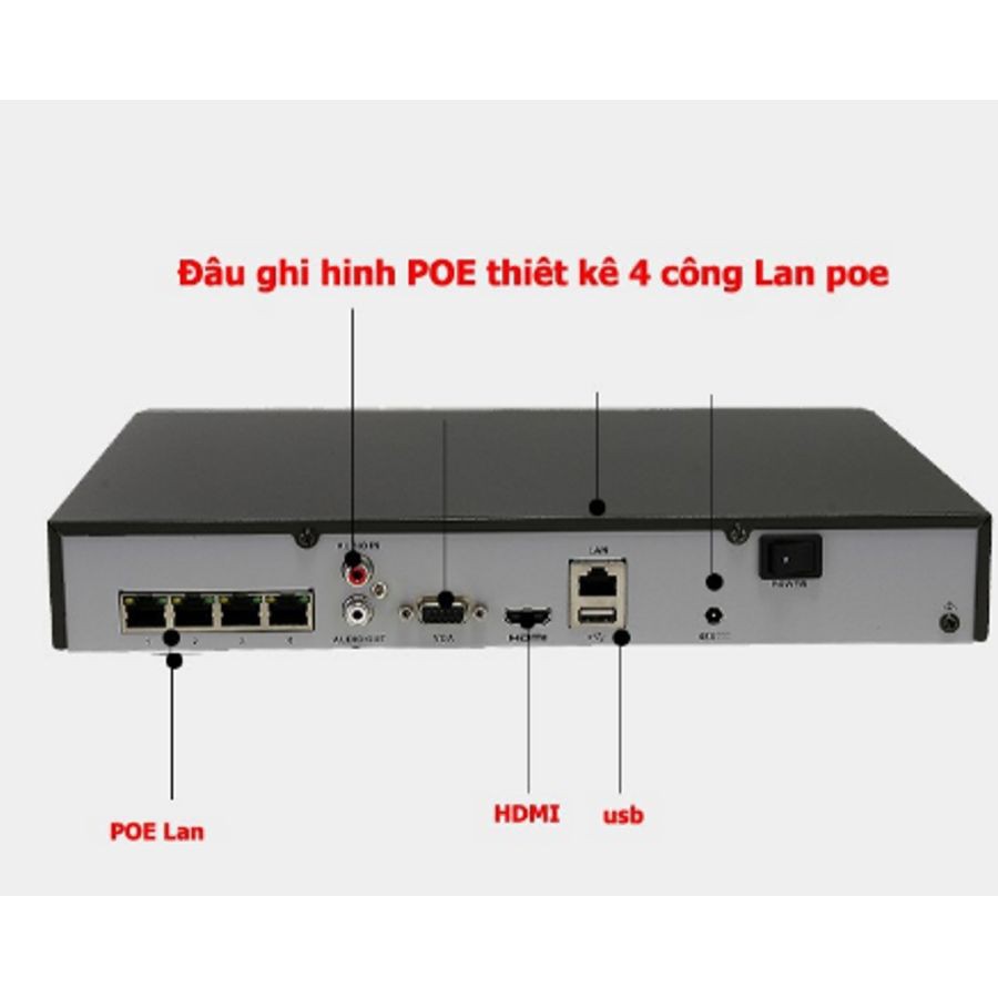 {Sale}Trọn bộ 4 Camera IP POE 3MP ghi hình 2K có míc và đầu ghi hình IP công nghệ POE chuẩn nén H265+ HDD 500G