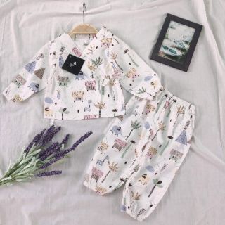 đồ Bộ bé trai _ bé gái dài tay yukata vải Kate hàn 6kg-14 kg
