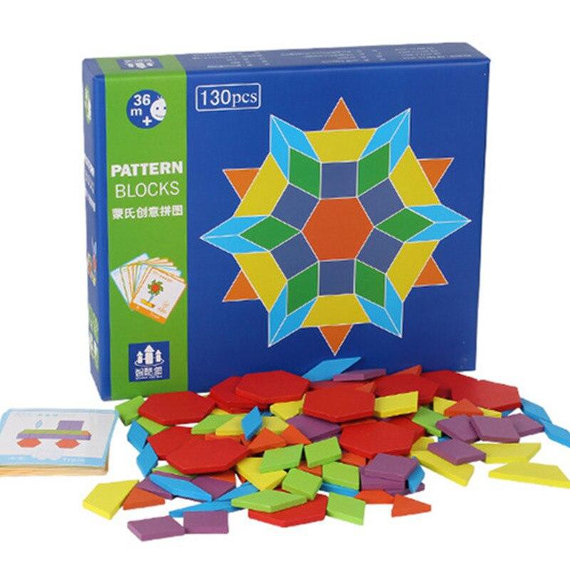 Ghép hình tư duy theo thẻ Pattern block - gỗ