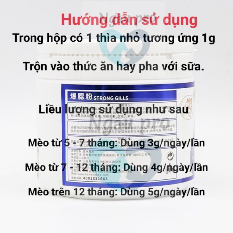 Bột Tăng nọng tạo phom mặt cho mèo , Bột dinh dưỡng tăng cân cho mèo giúp mập má Strong Gills Friend baby hộp 200g