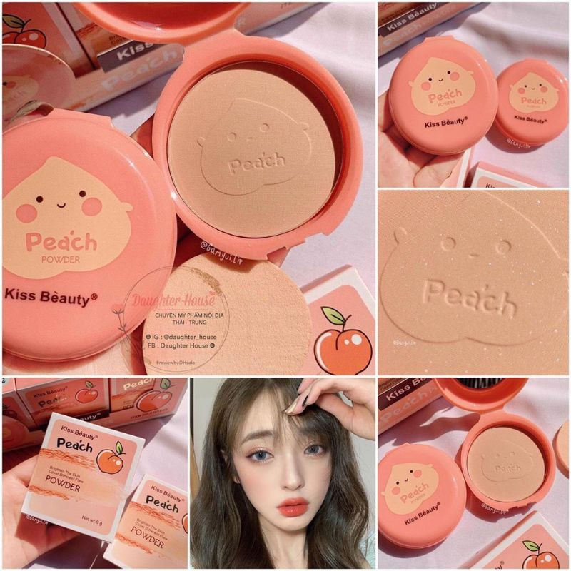 [FREE SHIP]Phấn nén Kiss Beauty phiên bản trái đào Peach Powder