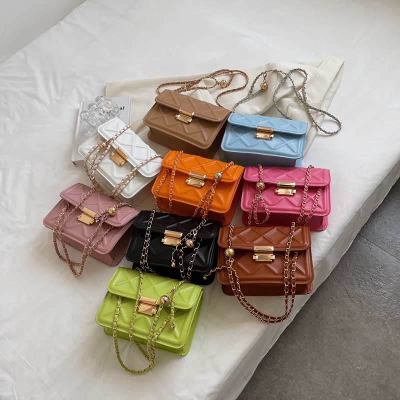 Túi Đeo JASMIN NOIR Chéo Nắp Lật Họa Tiết Kẻ Ô Phối Dây Xích Cho Nữ