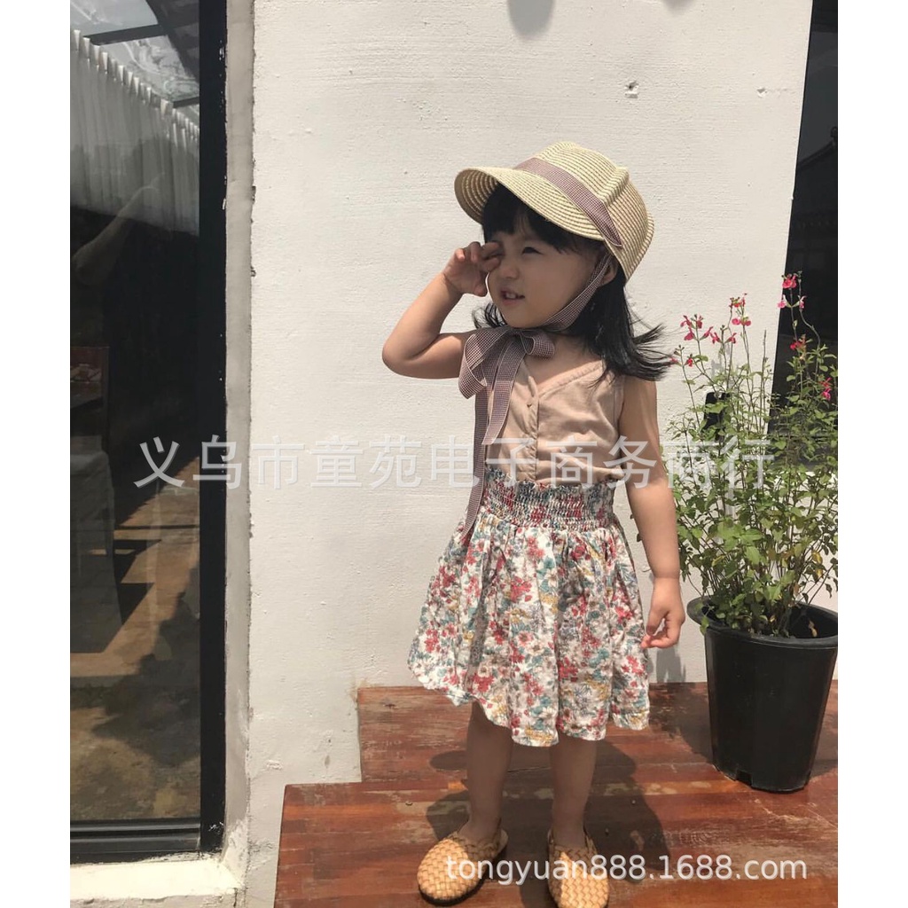 Mũ cói cho bé gái thời trang Nhật Bản buộc dây tiểu thư