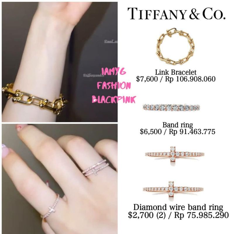 Vòng tay mắt xích giống Rosé BLACKPINK Tiffany&Co (có ảnh thật) chỉnh size  yêu cầu