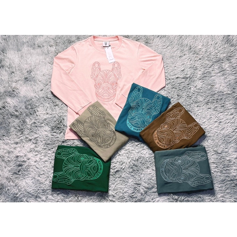 Áo nỉ sweater hoodie Lifework tay dài cổ tròn thun da cá hàng đẹp