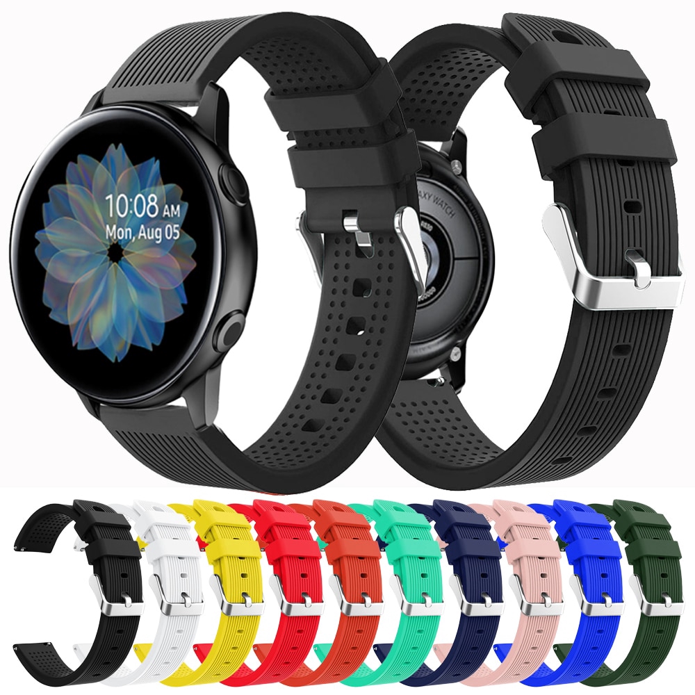 Dây Đeo Silicone Active2 Cho Đồng Hồ Thông Minh Samsung galaxy Watch Active 2 40mm 44mm 42mm Gear S2 Sport 20mm