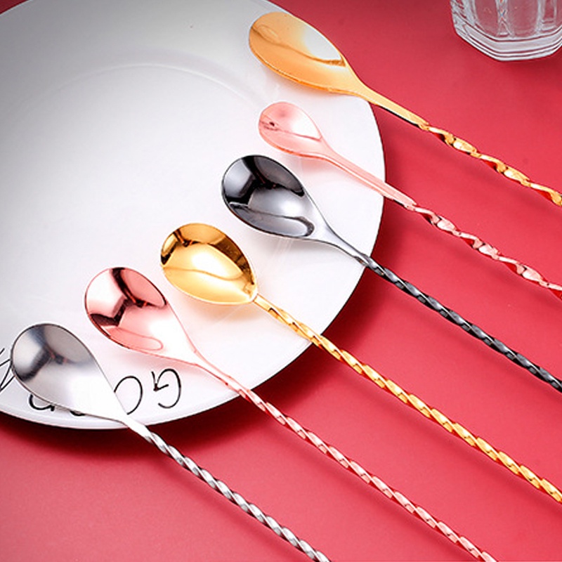 Set 2 Muỗng Khuấy Đồ Uống 26cm Màu Đen/Vàng/Bạc/Vàng