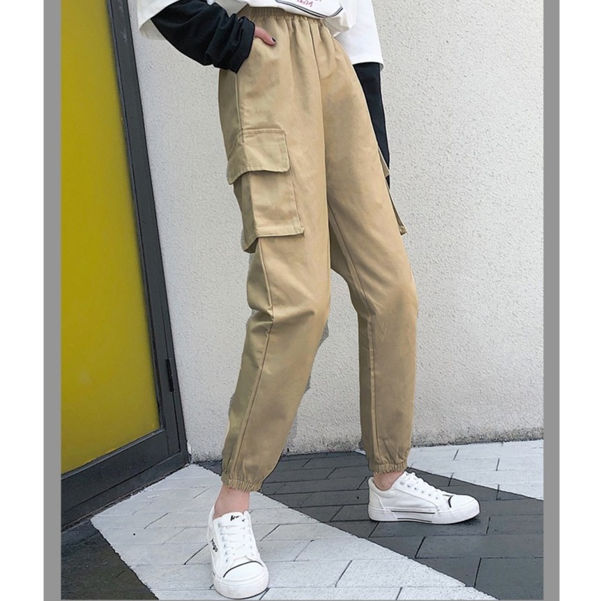 Quần dài thể thao lưng cao ống rộng phong cách Hàn Quốc cho nữ | BigBuy360 - bigbuy360.vn