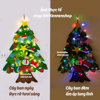 Cây thông noel vải dạ 2023 treo tường - cây thông noel treo tường trang trang trí mẫu mới 2023 tặng đèn mũ Noel
