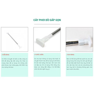 CÂY PHƠI ĐỒ GẤP GỌN 70-120cm Ø2,2cm - Cao Cấp