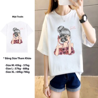 [ FULL SIZE + ẢNH THẬT ] ÁO THUN, ÁO PHÔNG TAY LỠ UNISEX FORM RỘNG OVERSIZE CÔ GÁI CHỤP ẢNH  M284