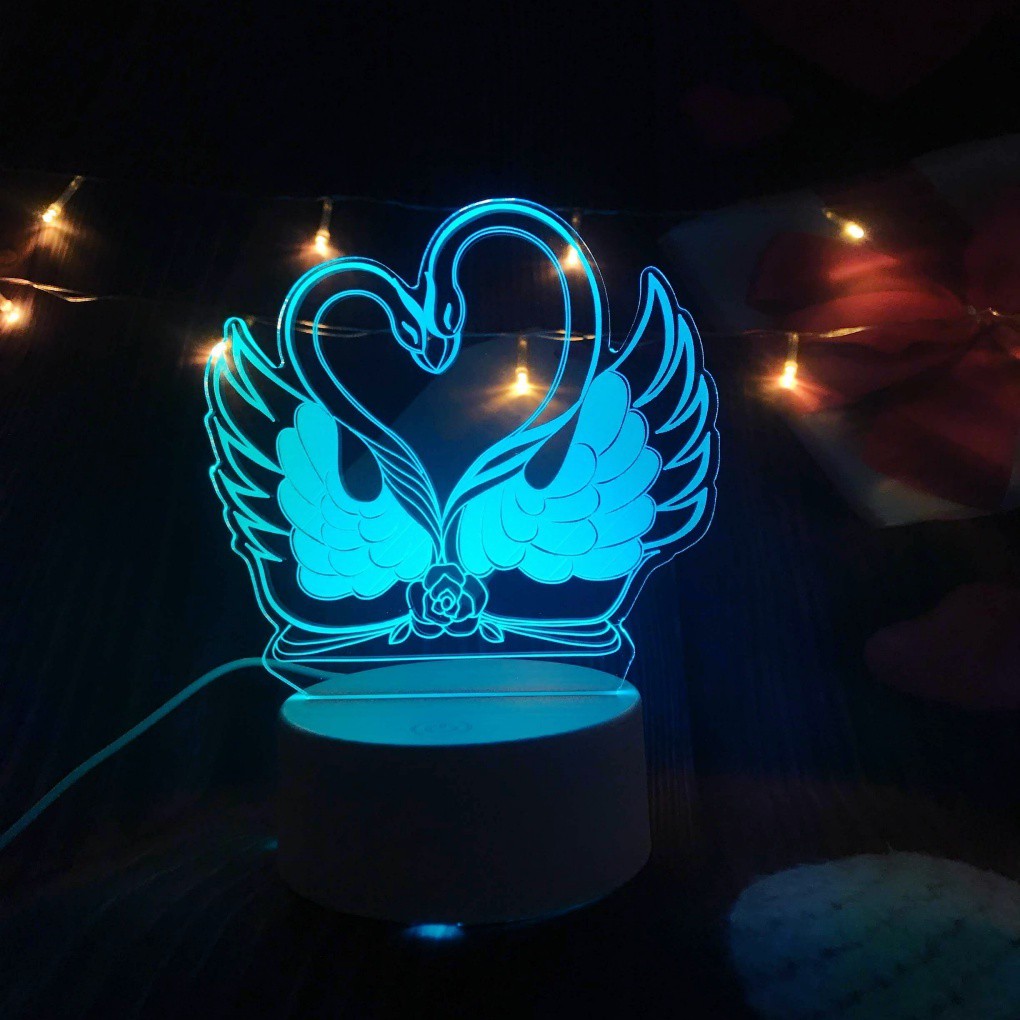 Đèn ngủ 3D Thiên Nga, đèn trang trí, quà tặng sinh nhật ý nghĩa