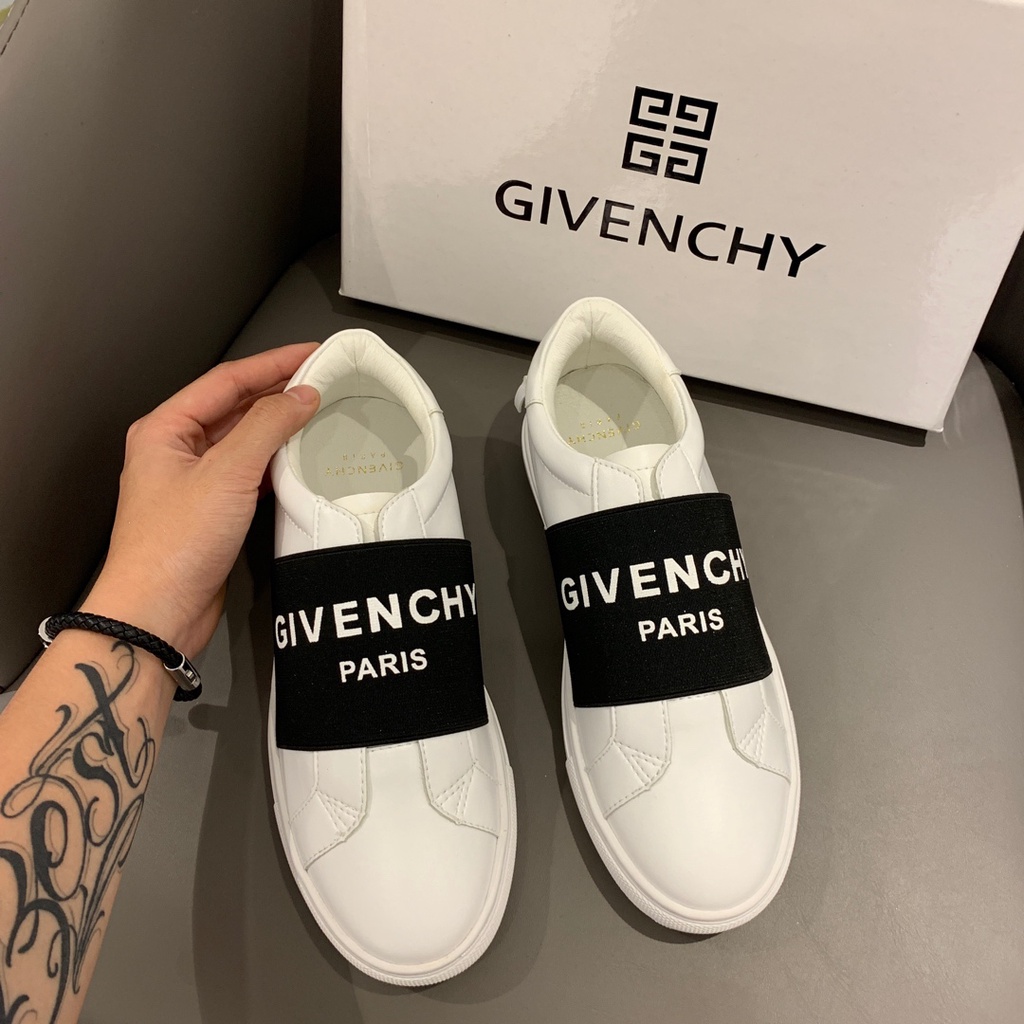 GIVENCHY Giày Thể Thao Đế Bằng Buộc Dây Màu Trắng Đen Thời Trang Cho Cặp Đôi