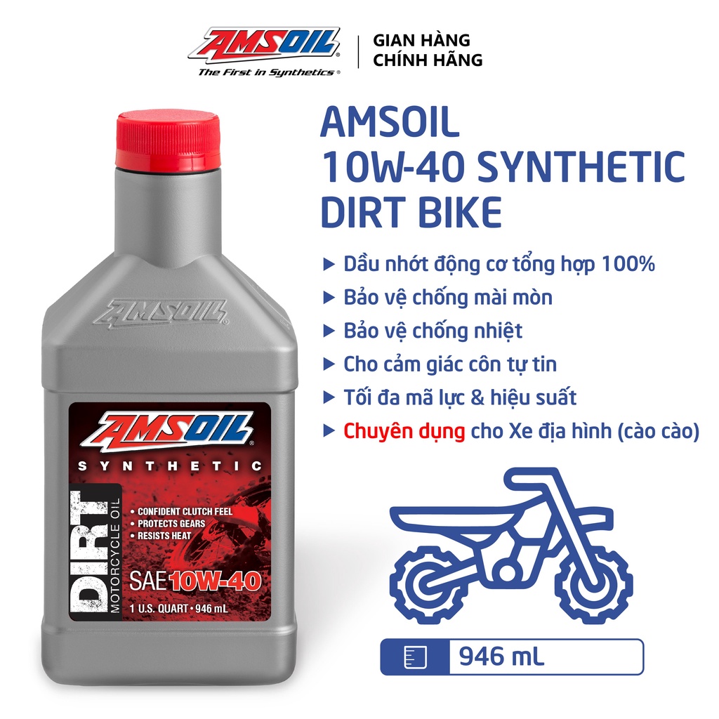 Dầu Nhớt Amsoil Xe Dirt Bike 10w-40 Tổng Hợp 946ml