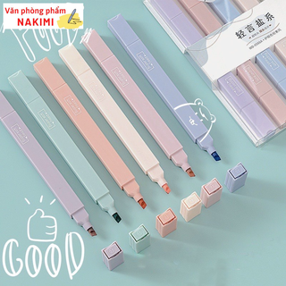 Bút dạ quang đánh dấu nhớ dòng, bút highlight pastel, bộ 6 bút ghi nhớ dòng mordandi trang trí sổ văn phòng phẩm BD01