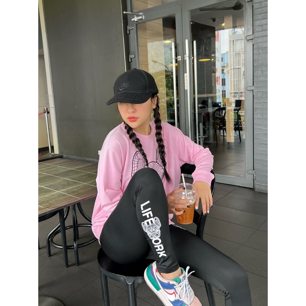 (HÀNG XUẤT XỊN) Áo thun tay dài Hồng Sweater Lifework Long sleeve T-shirt Full tem-tag, Size S M L Có quần short bán kèm