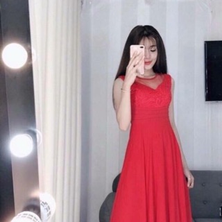 Đầm maxi phối ren cực đẹp