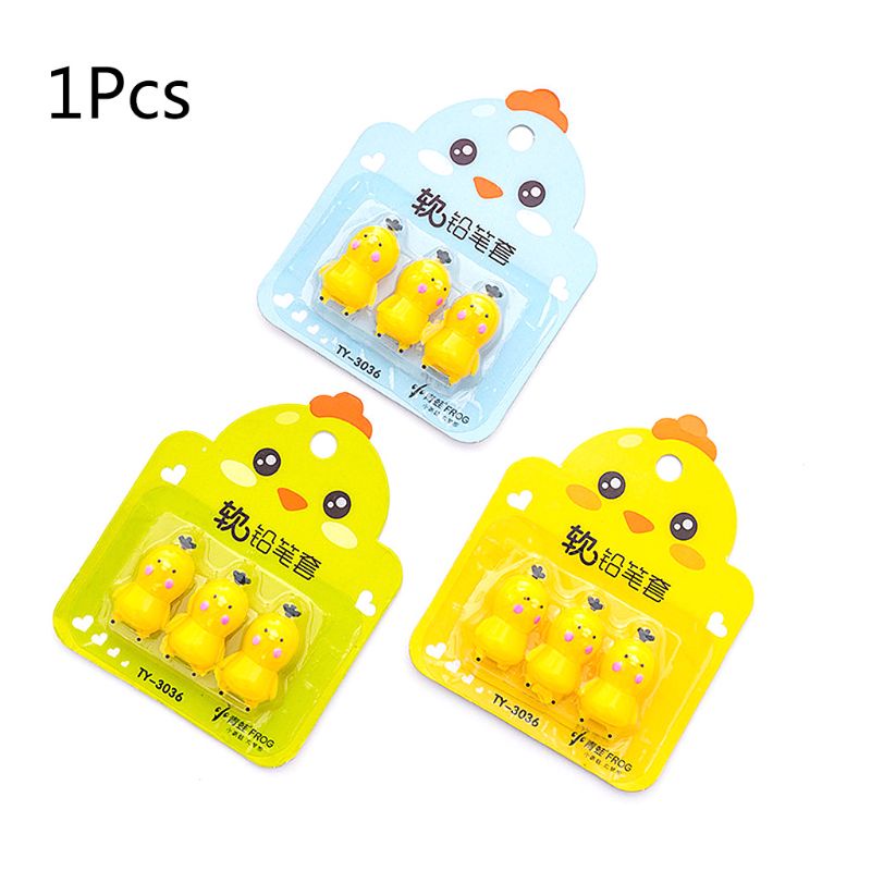 Set 3 Nắp Đậy Bút Chì Hình Củ Cà Rốt Gà Con Đáng Yêu