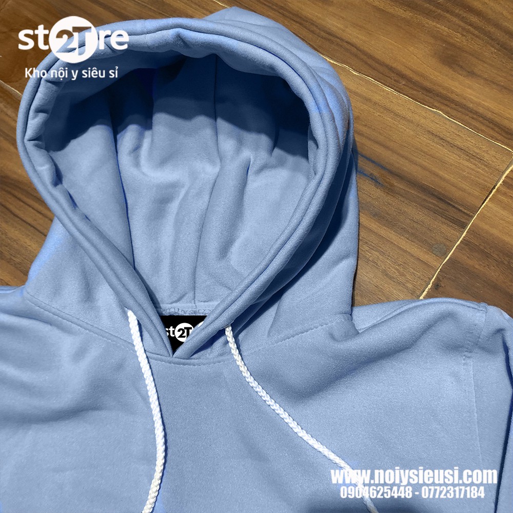 Áo hoodie unisex 2T Store H24 màu xanh da trời Sky - Áo khoác nỉ chui đầu nón 2 lớp dày dặn đẹp chất lượng