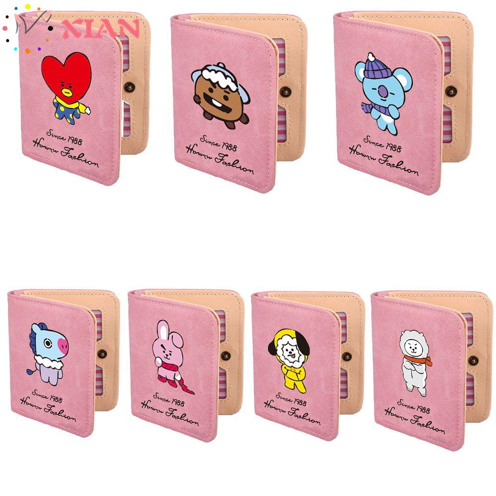 Ví Da Pu Mini Đựng Tiền Xu / Thẻ / Tai Nghe In Hình Nhóm Nhạc Bts Dễ Thương Cho Nữ