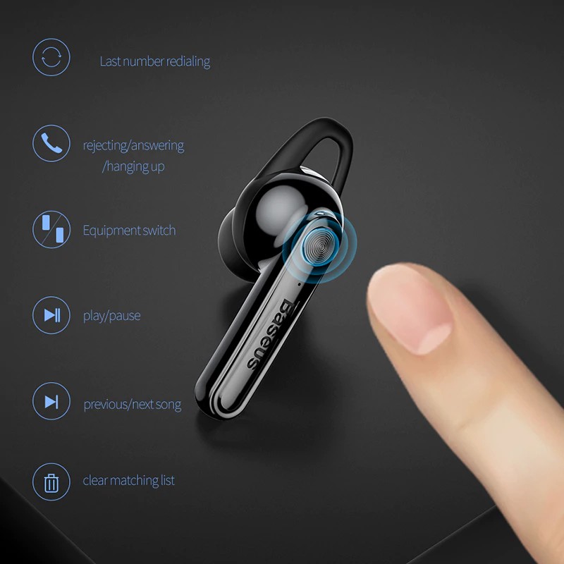 Tai nghe Bluetooth Baseus công sở kiêm bộ sạc điện thoại cho xe ô tô | BigBuy360 - bigbuy360.vn