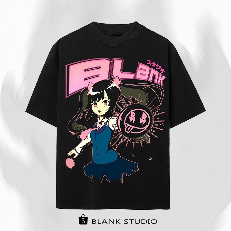 BLANK | Áo Thun EMINE Tay Lỡ Unisex - Đen/Trắng Cổ Tròn