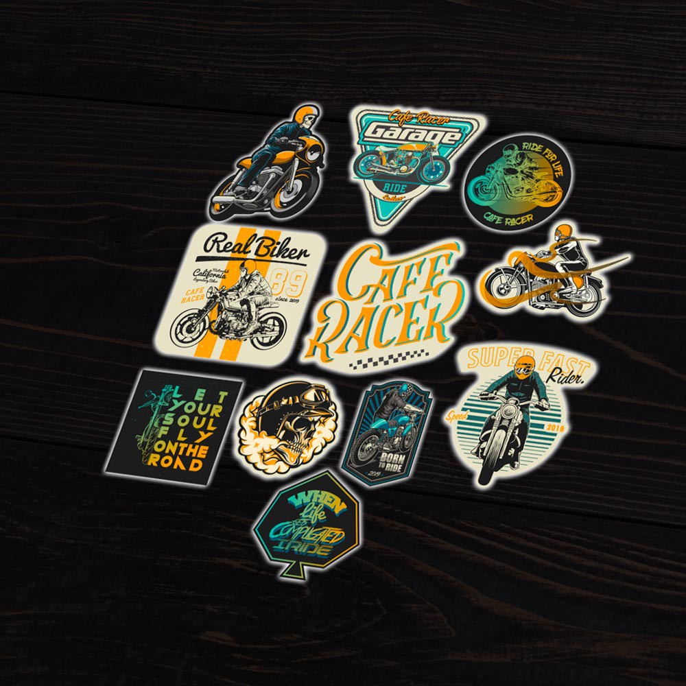 Sticker Reflective hình dán phản quang 3M Premium - STICKER FACTORY - mẫu Cafe Racer