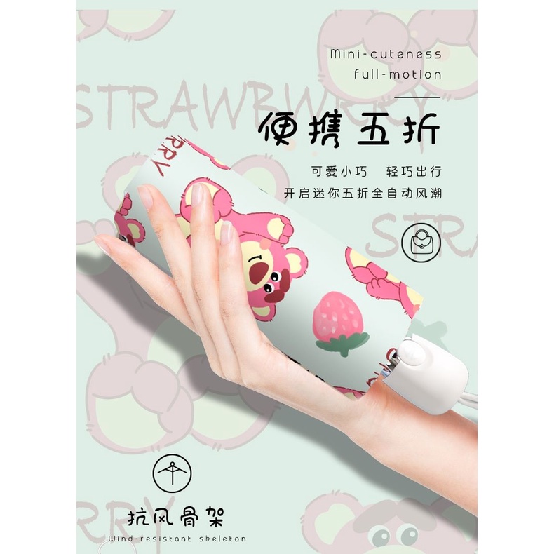 Dù Gấp Năm Nấc Chống Nắng Tia UV Họa Tiết Dễ Thương