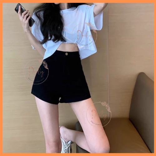 Quần Short kaki Nữ Lưng Cao Cạp Cúc Chất Kaki Đứng Form Ôm Sát Vòng 3 Tôn Dáng Daily