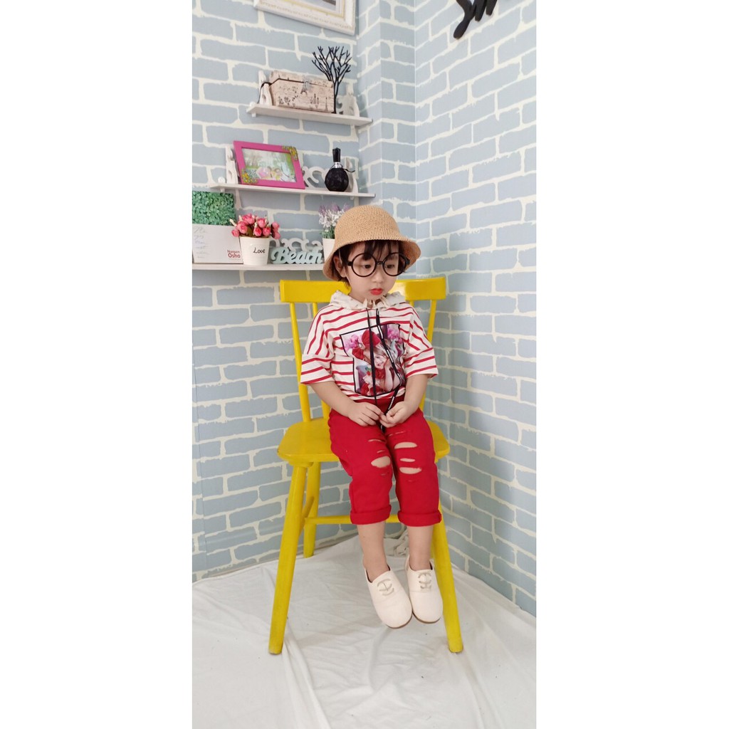 Áo thun sọc ngang có nón (s1-6). Size 1-6: 9-12-15-18-21-24 kg.