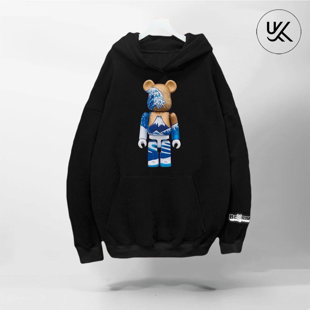 Áo Nỉ HOODIE BEARBRICK (tay áo in Phản Quang Bạc), Form Dáng Rộng, áo nỉ bông hoodie unisex nam nữ. kkimshop