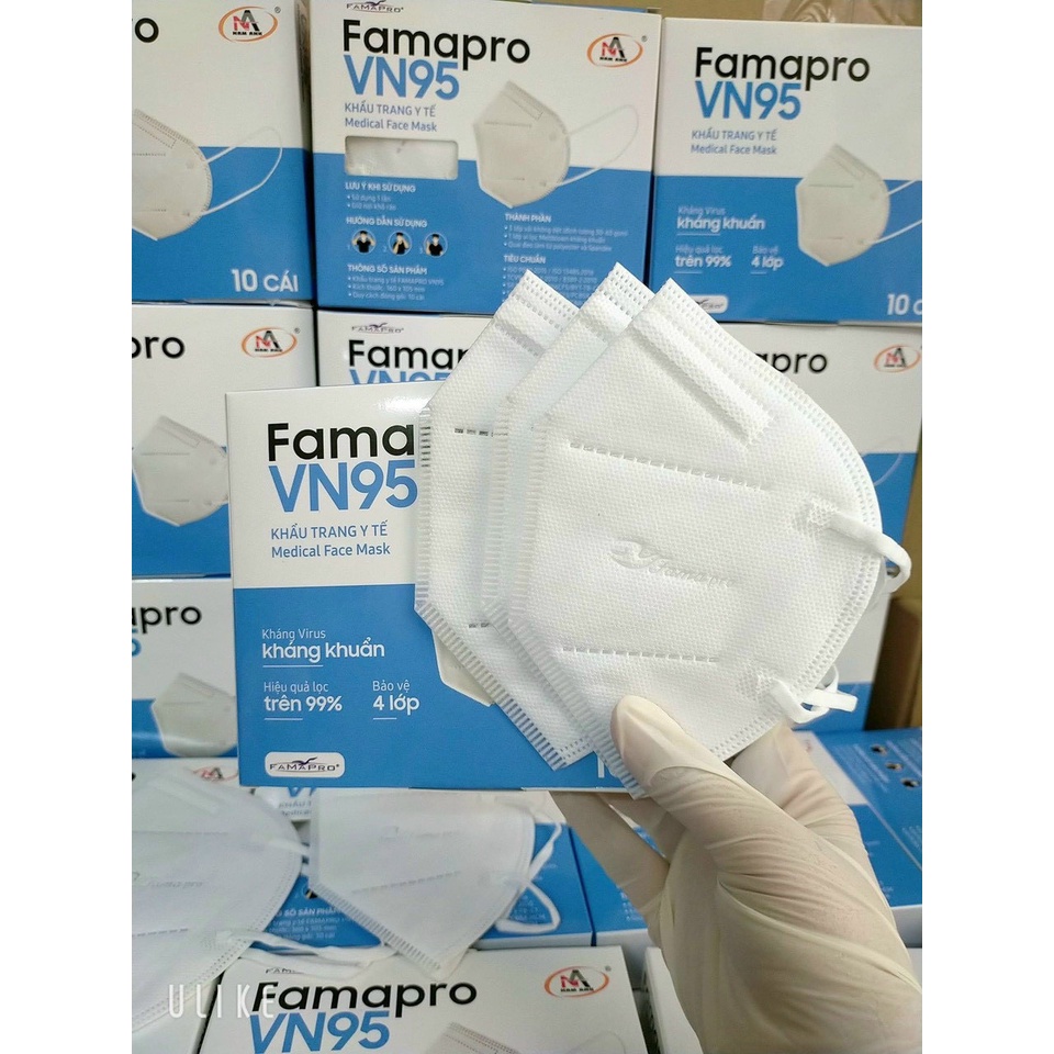 Khẩu trang  y tế N95 Famapro, Nam Anh kháng khuẩn lọc bụi mịn hộp 10 cái- Tân Bình