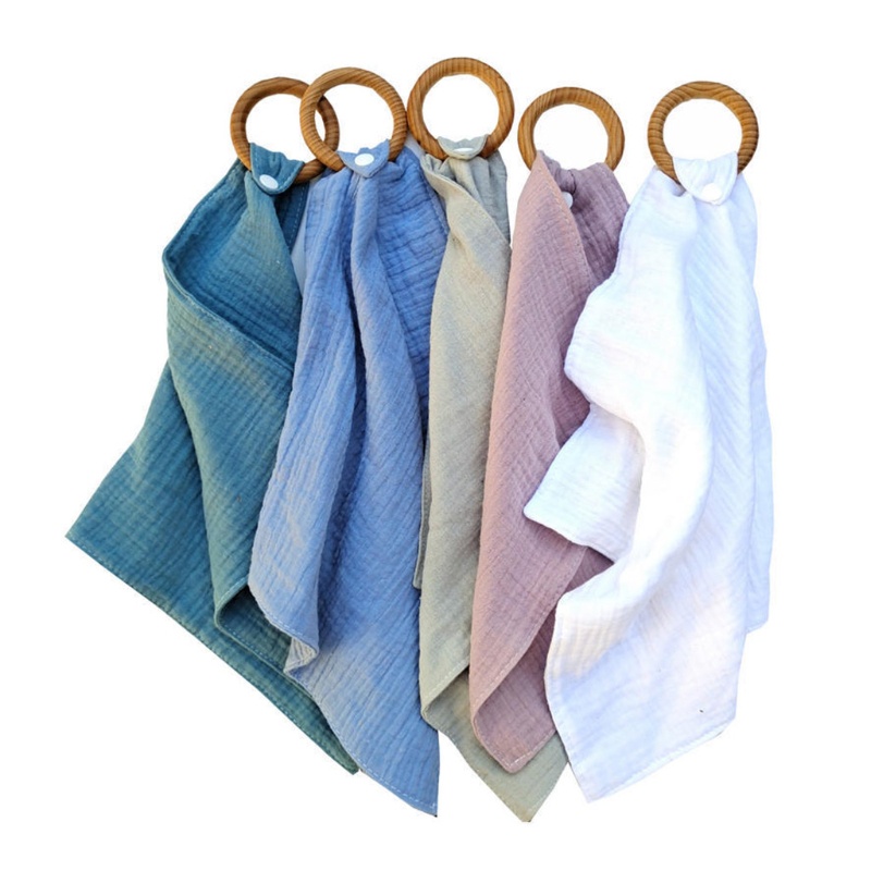 Haha Yếm Ăn Cotton Với Vòng Nhẫn Kiểu Bandana Cho Bé Sơ Sinh Dùng Làm Quà Tặng