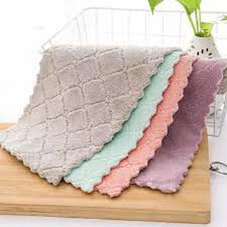 Bộ 04 Khăn lau tay, lau tay, bát đĩa, cốc chén thấm nước chống dính dầu mỡ hai mặt loại to