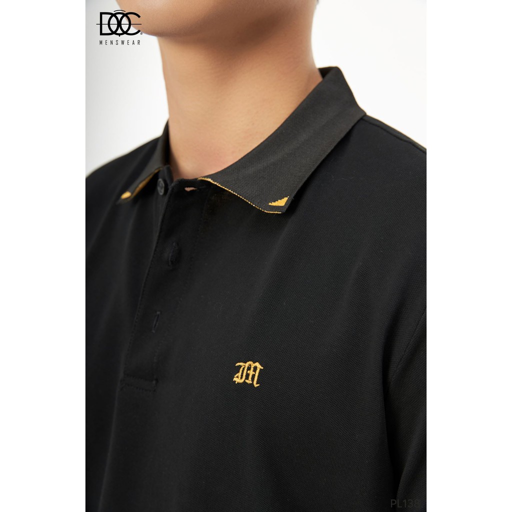 Áo Polo Nam Cotton Trơn Cổ Bẻ Phối Viền Vàng, Thêu Họa Tiết Slimfit Cao Cấp ĐỘC MENSWEAR - PL138 | BigBuy360 - bigbuy360.vn