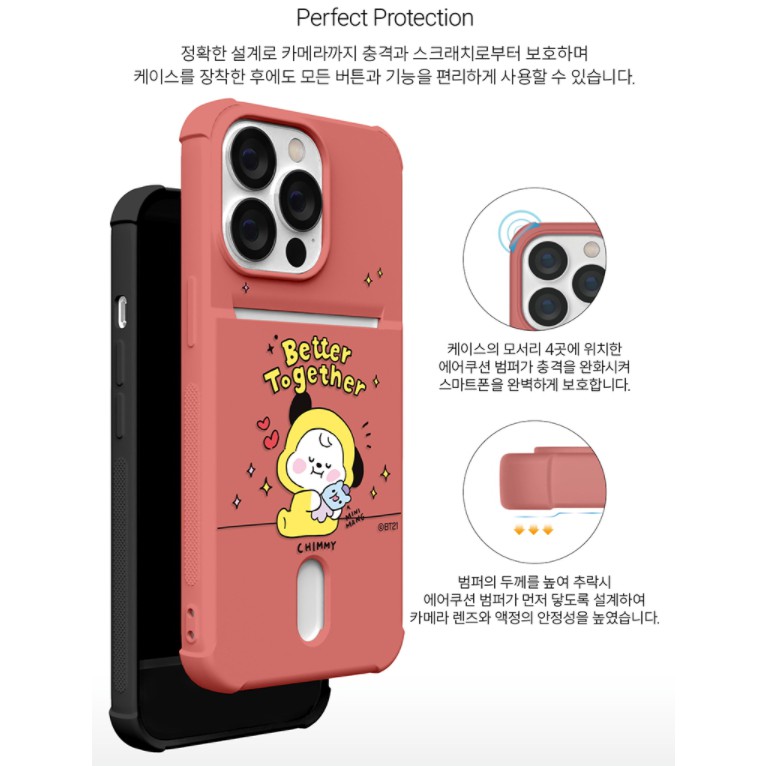 Ốp điện thoại có ngăn đựng thẻ họa tiết BT21 cho IPhone 13 13PRO MAX 13MINI IPhone12 IPhone11 IPhone X/XS