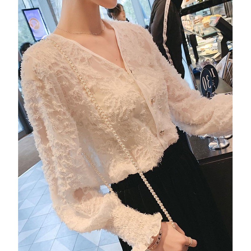 Áo Kiểu Voan Tơ Thêu Nữ Tính - New Thoi Trang