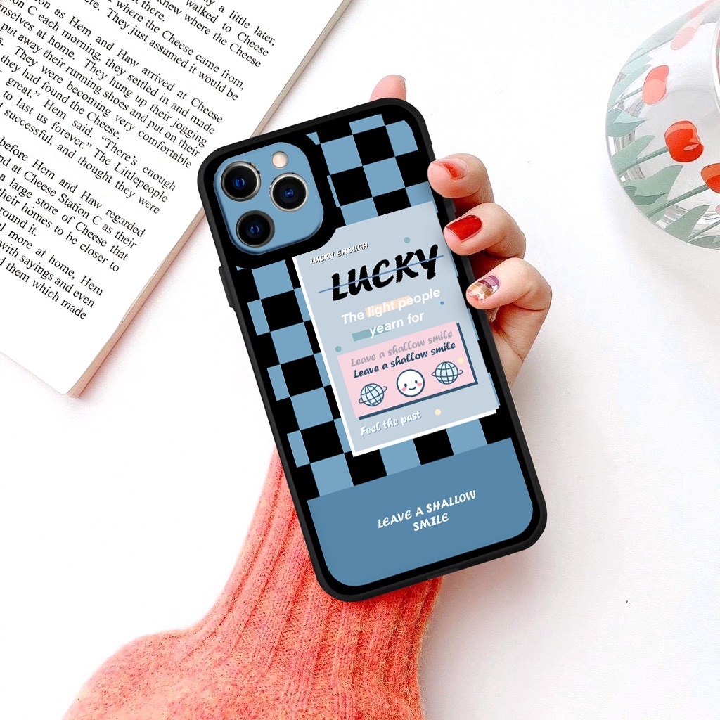 Ốp điện thoại iphone Smiley good luck caro vuông cạnh BVC 6/7/8plus/X/Xs/Xsm/11/11P/11PM/12/12P/12PM/13/13p/13prm