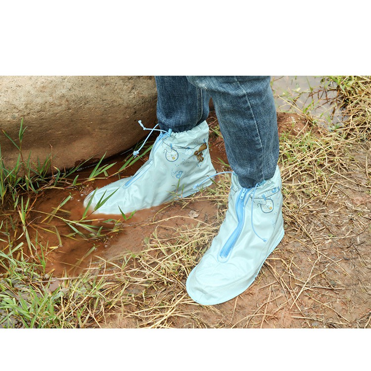 Bọc đi mưa cho giày dạng ủng, để chống trơn có dây kéo cao cấp trượt IK23 Shalla