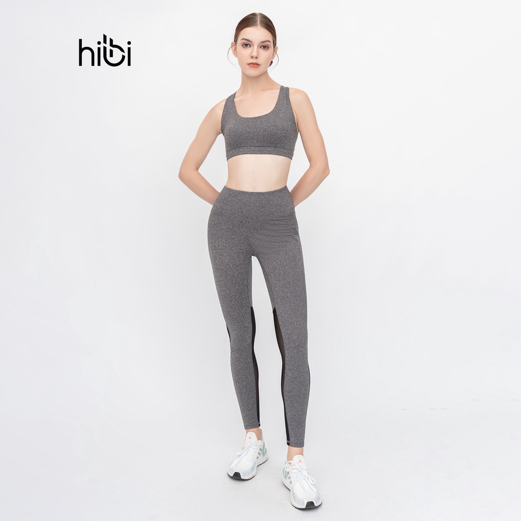 Set đồ tập yoga cho nữ Hibi Sports H101, áo bra thể thao 8 dây, quần lưng cao, kèm mút nâng ngực
